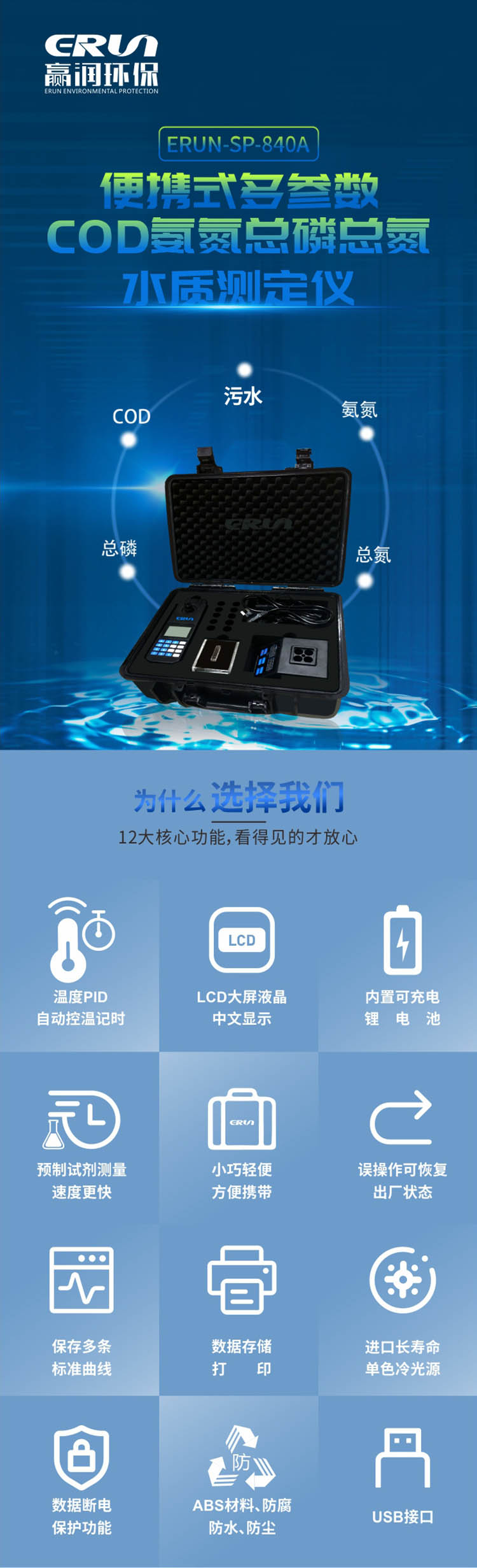 便攜式多參數(shù)COD、氨氮、總磷、總氮水質(zhì)測定儀